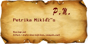 Petrika Miklós névjegykártya
