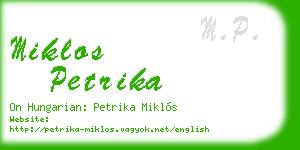 miklos petrika business card